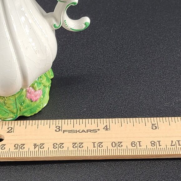 Vintage White Porcelain Cream Sugar Set Pink Strawberries Hand Painted Italy - Picture 8 of 11